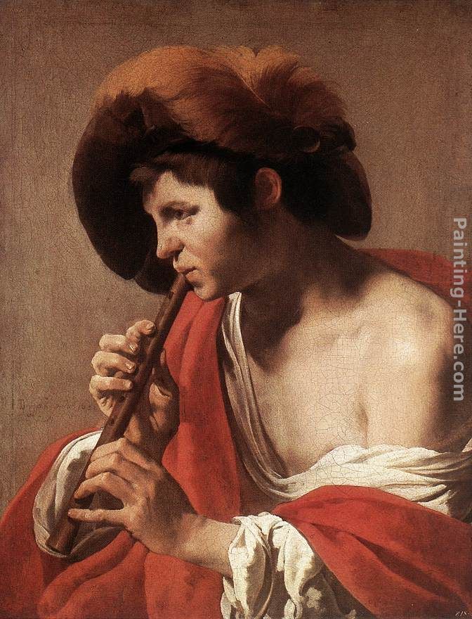 Boy Playing Flute painting - Hendrick Terbrugghen Boy Playing Flute art painting